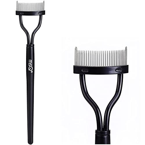Eyelash Comb Eyebrow Brush MSQ Eyelash Separator Mascara Applicator Eyelash Definer With Comb Cover Arc Designed Cosmetic Brushes Tool Black (1PCS)