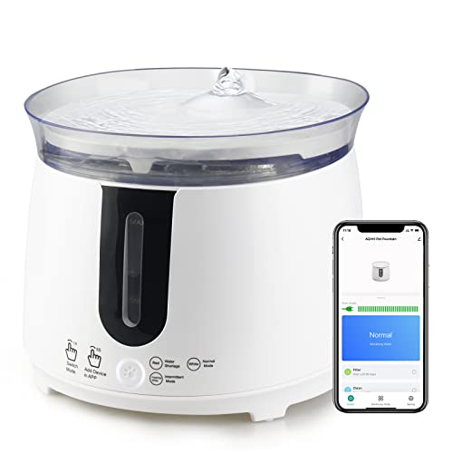 AQHH Cat Water Fountain, 68oz/ 2L Automatic Pet Water Fountain with Upgraded Wireless Pump for Cats and Small Dogs, Ultra Quiet Pet Water Fountain with App Control, Easy to Clean and Assemble