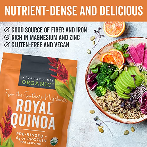 Organic Quinoa (4 lb) - Gluten Free and Vegan Complete Plant Protein, Easy to Use Source of Fiber and Iron, USDA Organic and Pre Washed, Non-GMO Whole Grain Rice and Pasta Substitute