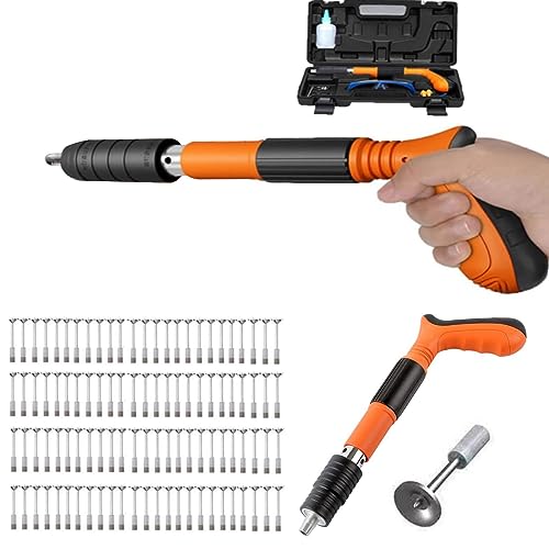 Portable Manual Nailer Gun - Woodworking and Decoration Integrated Air Nailer Gun, 4 Gears Steel Nail Gun with 100 Nails, Nail Wall Fastening Tool for Red Brick Walls, Concrete Walls and Wooden Boards
