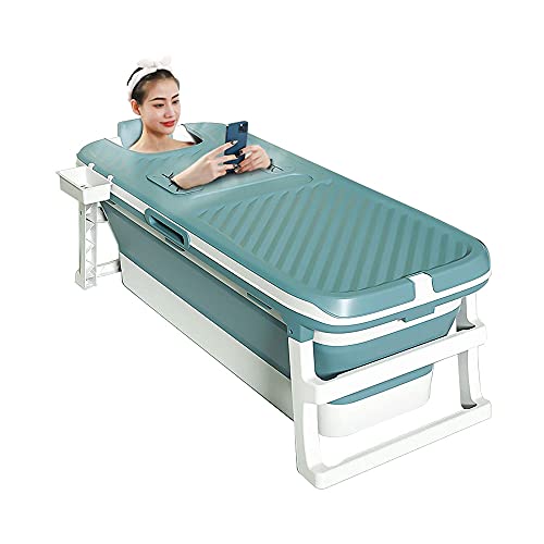 Foldable Bathtub Portable Soaking Bath Tub for adult,Ideal for Hot Bath Ice Bath with Reached Out Hands 53 inch