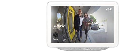 Google Nest Hub (1st Gen) with vibrant 7-inch display on a kitchen counter.