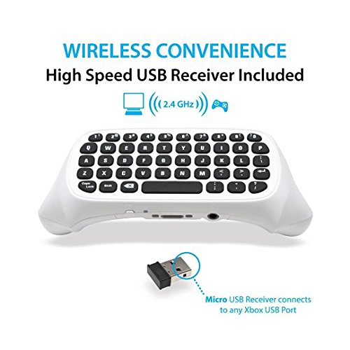 Backlight Keyboard for Xbox One with Audio Jack/Headset Mini Game Keyboard Fit Xbox One/One S/One Elite/2, 2.4G Receiver Included