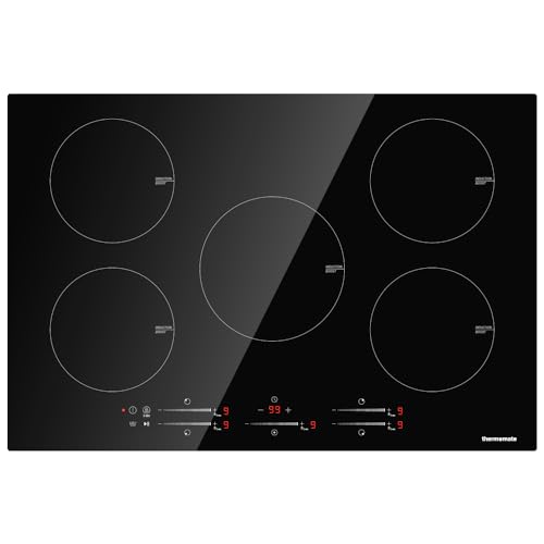 thermomate 30 Inch Induction Cooktop, 9000W Built in Induction Stove Top, Electric Cooktop with 5 Boost Burner, 9 Heating Level, Timer & Child Safety Lock, Sensor Touch Control, 240V