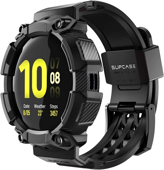 SUPCASE [Unicorn Beetle Pro] Series Case for Galaxy Watch Active 2, Rugged Protective Case with Strap Bands for Galaxy Watch Active 2 [44mm] 2019 Release (Black)