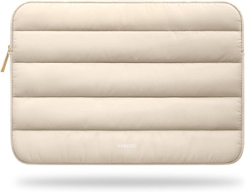 Vandel Puffy 13-14 Inch, Beige Cute Laptop Sleeve for Women. Carrying Case Laptop Cover for MacBook Pro 14 Inch, MacBook Air M2 Sleeve 13 Inch, iPad Pro 12.9