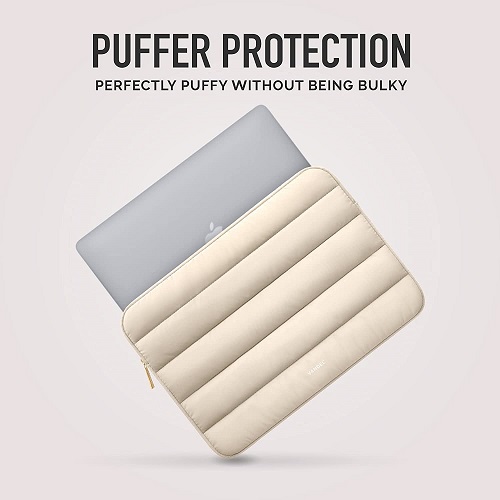 Vandel Puffy 13-14 Inch, Beige Cute Laptop Sleeve for Women. Carrying Case Laptop Cover for MacBook Pro 14 Inch, MacBook Air M2 Sleeve 13 Inch, iPad Pro 12.9