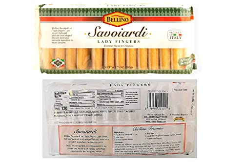 Bellino Savoiardi Lady Fingers for Tiramisu Italian Biscuits, 7 ounce (Pack of 4) Bundled with Ferrara Instant Espresso Coffee 2 ounce (Pack of 1) with Bamboo Spoon by Intfeast