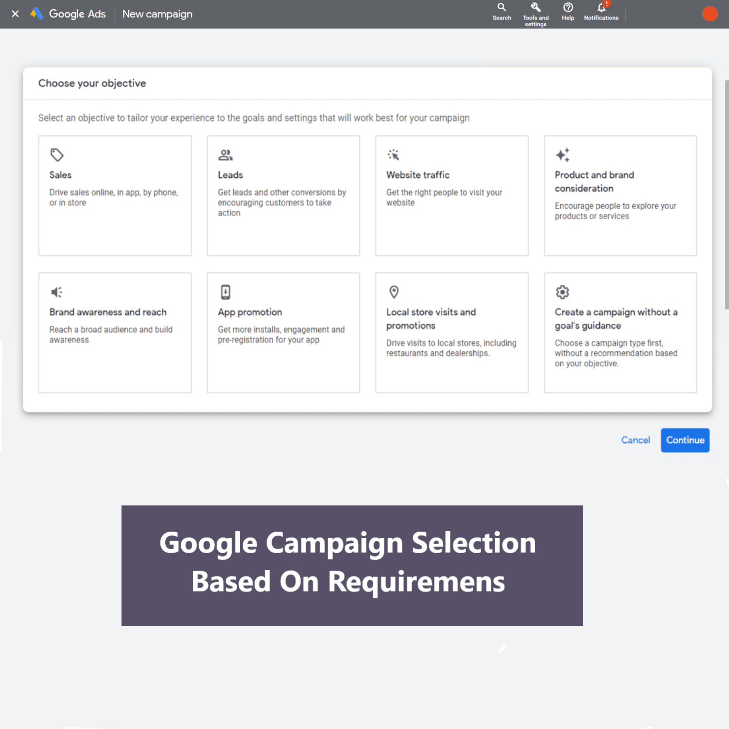 Google Campaign Selection