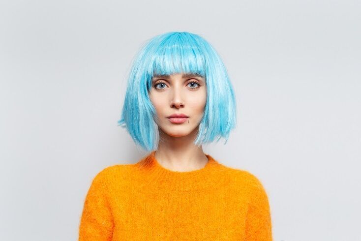 blue bob hairstyle