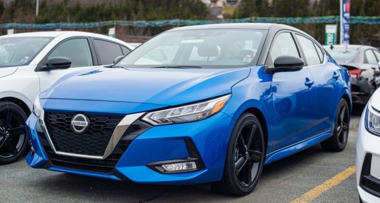blue 2021 Nissan Sentra SR parked in a parking lot